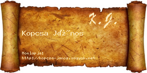Kopcsa János névjegykártya